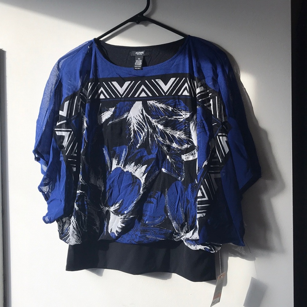 Alfani Blue and Black flowy top